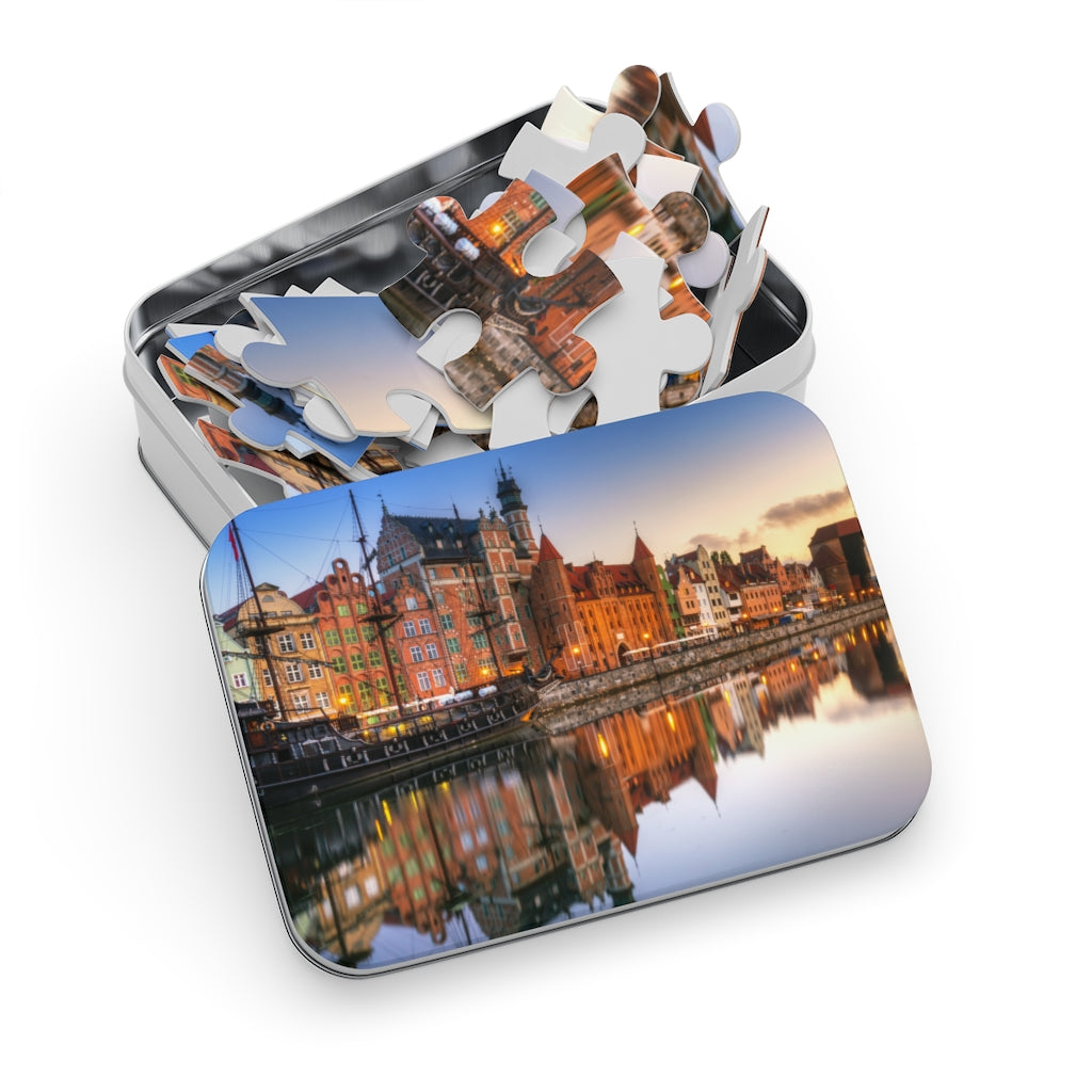 Gdansk Old Town With Motlawa River Jigsaw Puzzle Puzzle Printify   