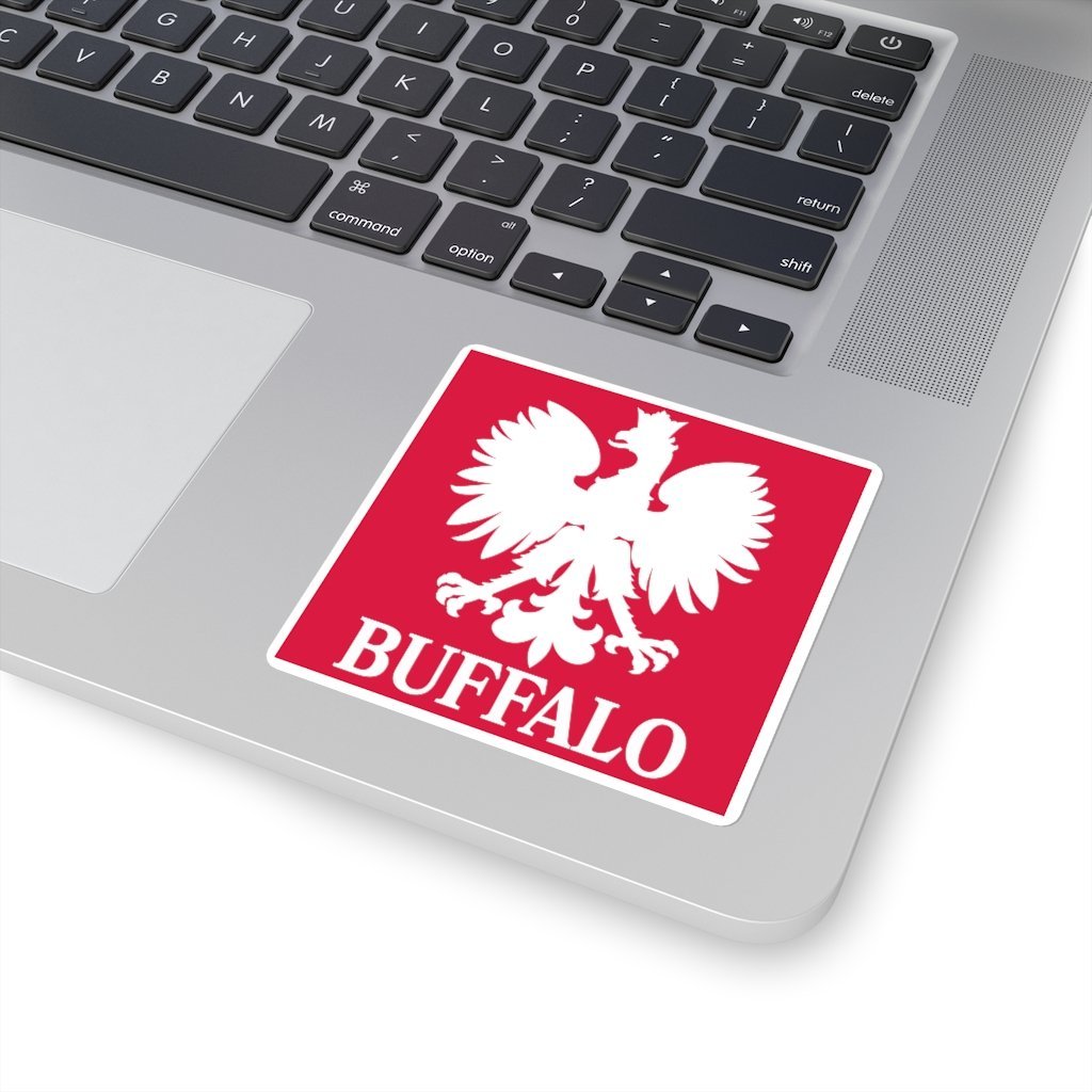 Buffalo NY Polish Eagle Square Sticker Paper products Printify   