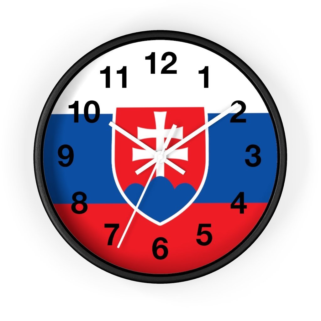 Slovakia Coat Of Arms Wall Clock Home Decor Printify 10 in Black White