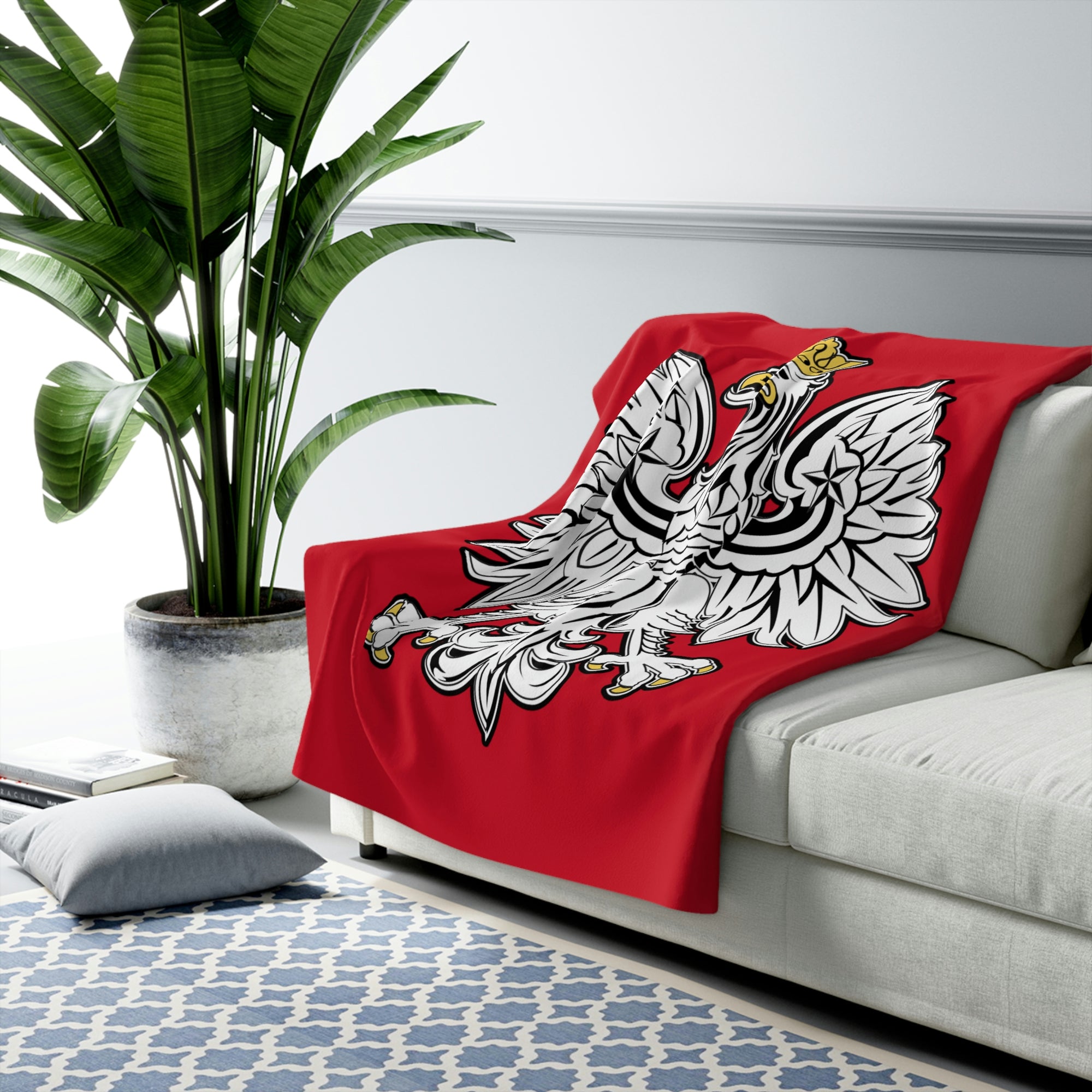 Polish Eagle Sherpa Fleece Blanket Home Decor Printify   