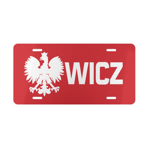 WICZ Surname Ending Vanity Plate - 12" × 6" - Polish Shirt Store