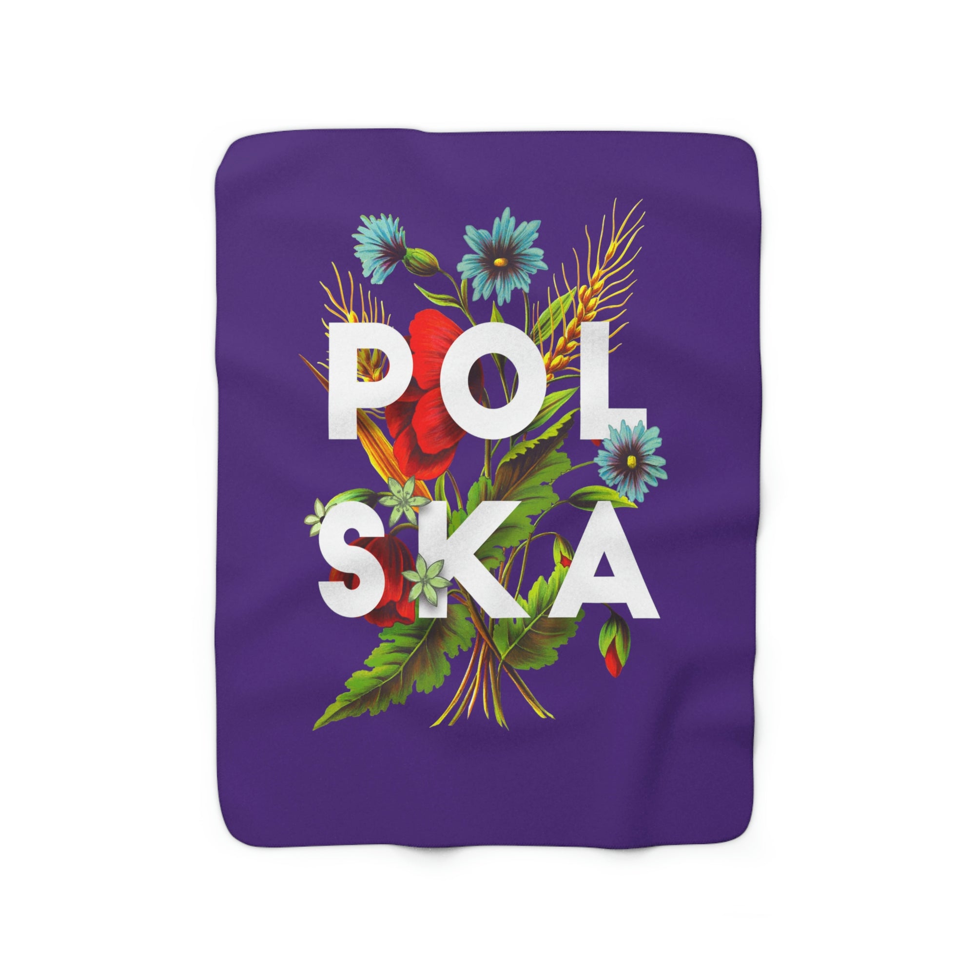 Polska Polish Floral Sherpa Fleece Blanket Home Decor Printify 50" × 60"  