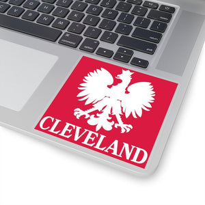 Cleveland Ohio Polish Eagle Square Sticker - 4x4" / White - Polish Shirt Store