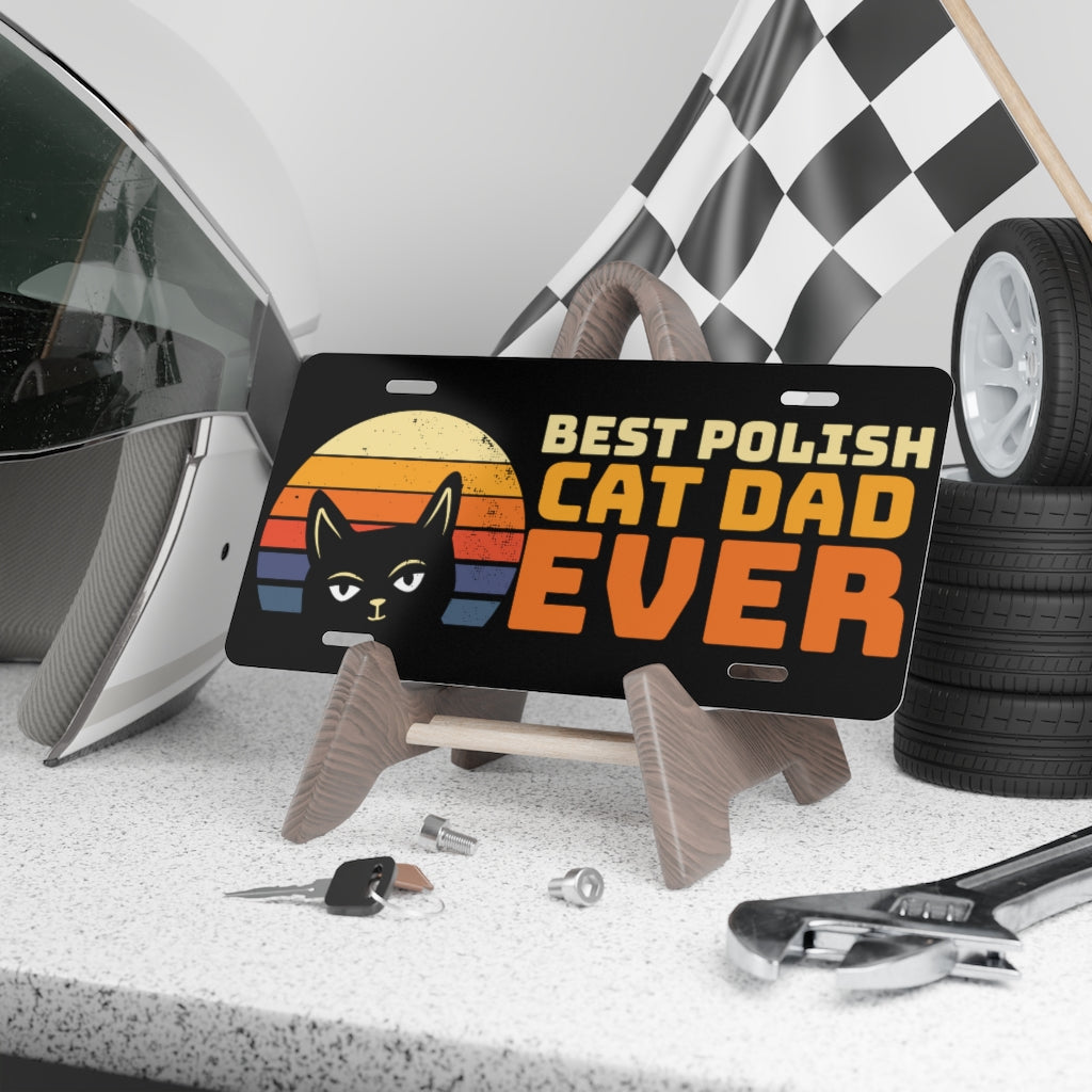 Best Polish Cat Dad Vanity Plate Accessories Printify   