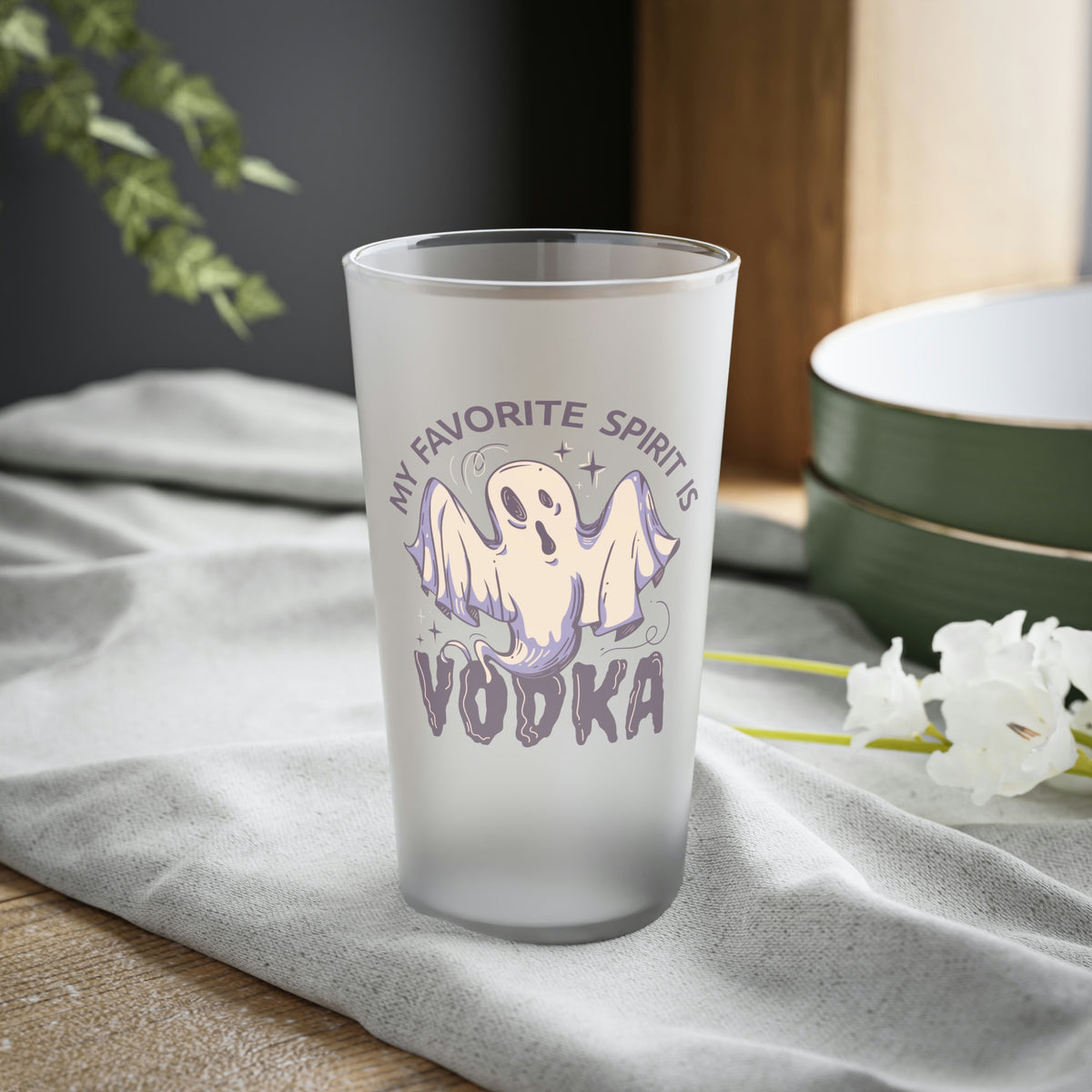 My Favorite Spirit Is Vodka Frosted Pint Glass Mug Printify 16oz Frosted 