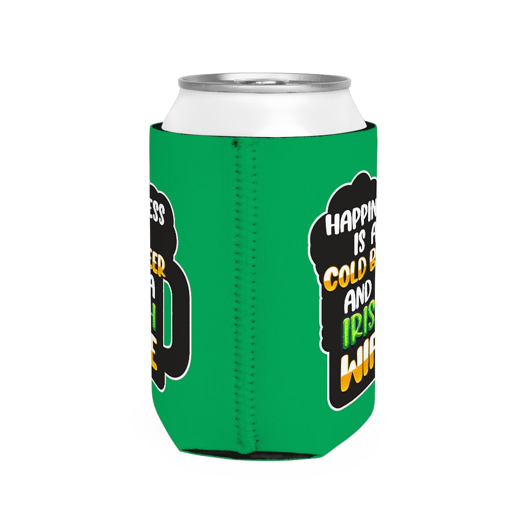 Cold Beer Irish Wife Green Can Cooler Sleeve Accessories Printify   