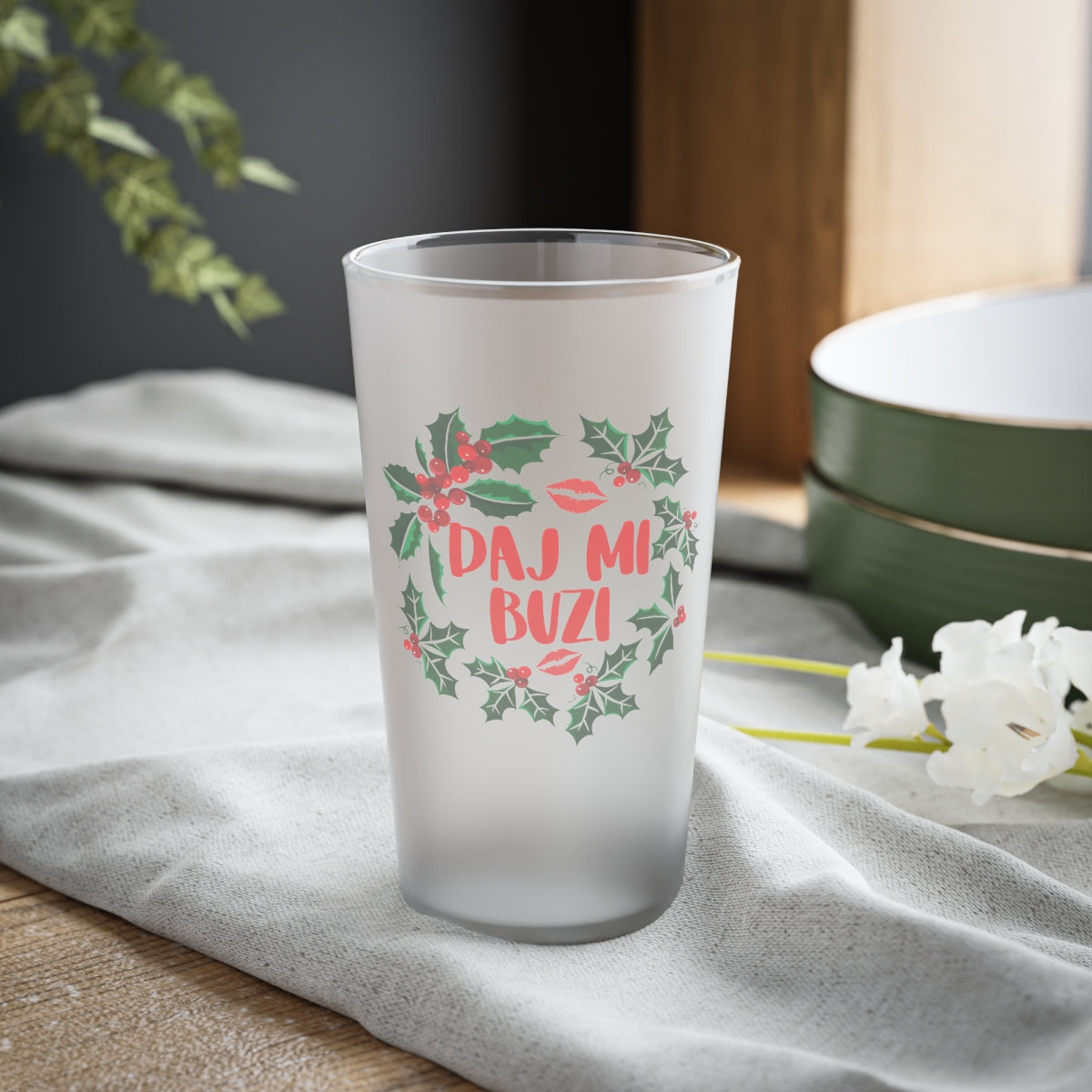 Daj Mi Buzi Frosted Pint Glass, 16oz Mug Printify 16oz Frosted 
