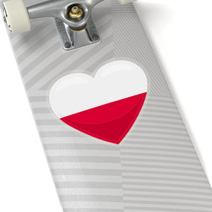 Polish Flag Heart Shaped Kiss-Cut Sticker -  - Polish Shirt Store