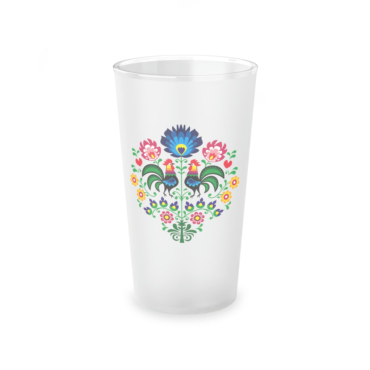Polish Rooster Frosted Pint Glass Mug Printify   