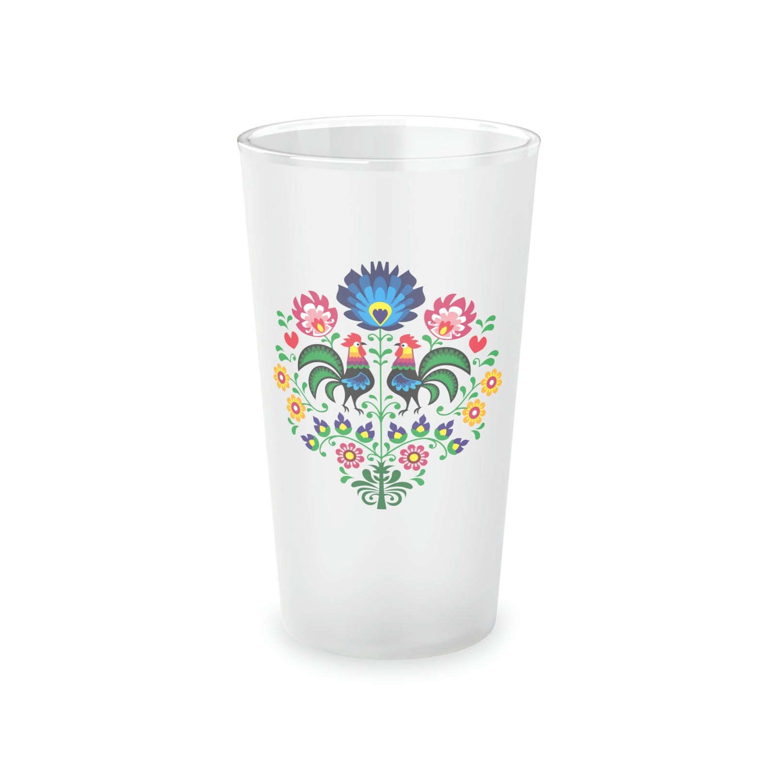 Polish Rooster Frosted Pint Glass Mug Printify   