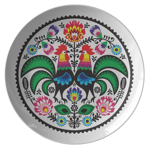 Polish Wycinanki Rooster Design Dinner Plate - Single Plate - Polish Shirt Store
