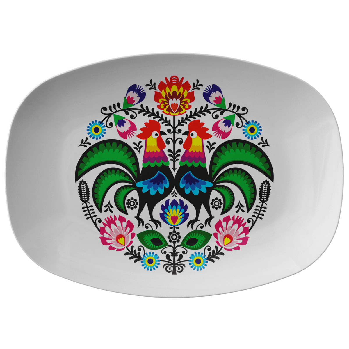 Polish Wycinanki Rooster Design Serving Platter Kitchenware teelaunch Single Platter  