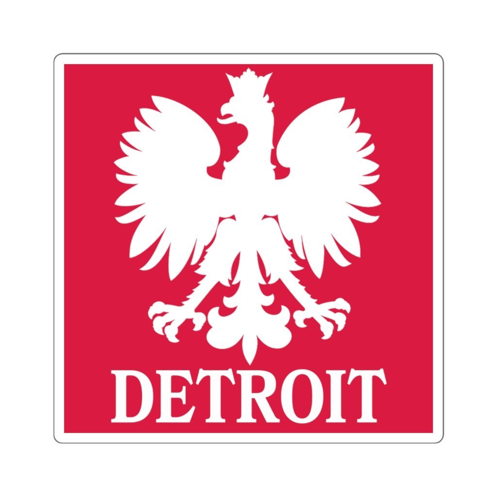 Detroit Michigan Polish Square Sticker Paper products Printify 6x6" White 