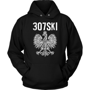 Wyoming - 307 Area Code - Polish Pride - Unisex Hoodie / Black / S - Polish Shirt Store