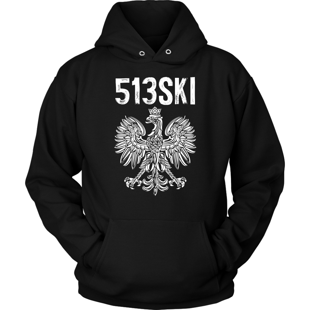 Cincinnati Ohio - 513 Area Code - Polish Pride T-shirt teelaunch Unisex Hoodie Black S