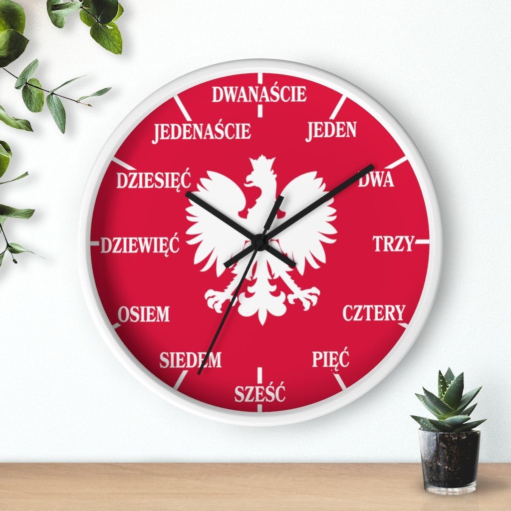 Polish Numbers Indoor Wall Clock Home Decor Printify   