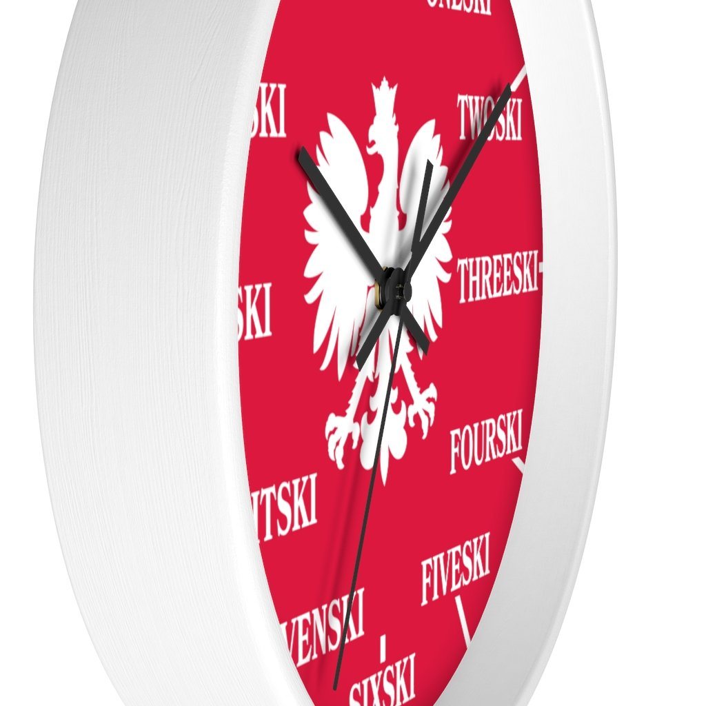 Polish Surname Ski Funny Indoor Wall Clock Home Decor Printify   