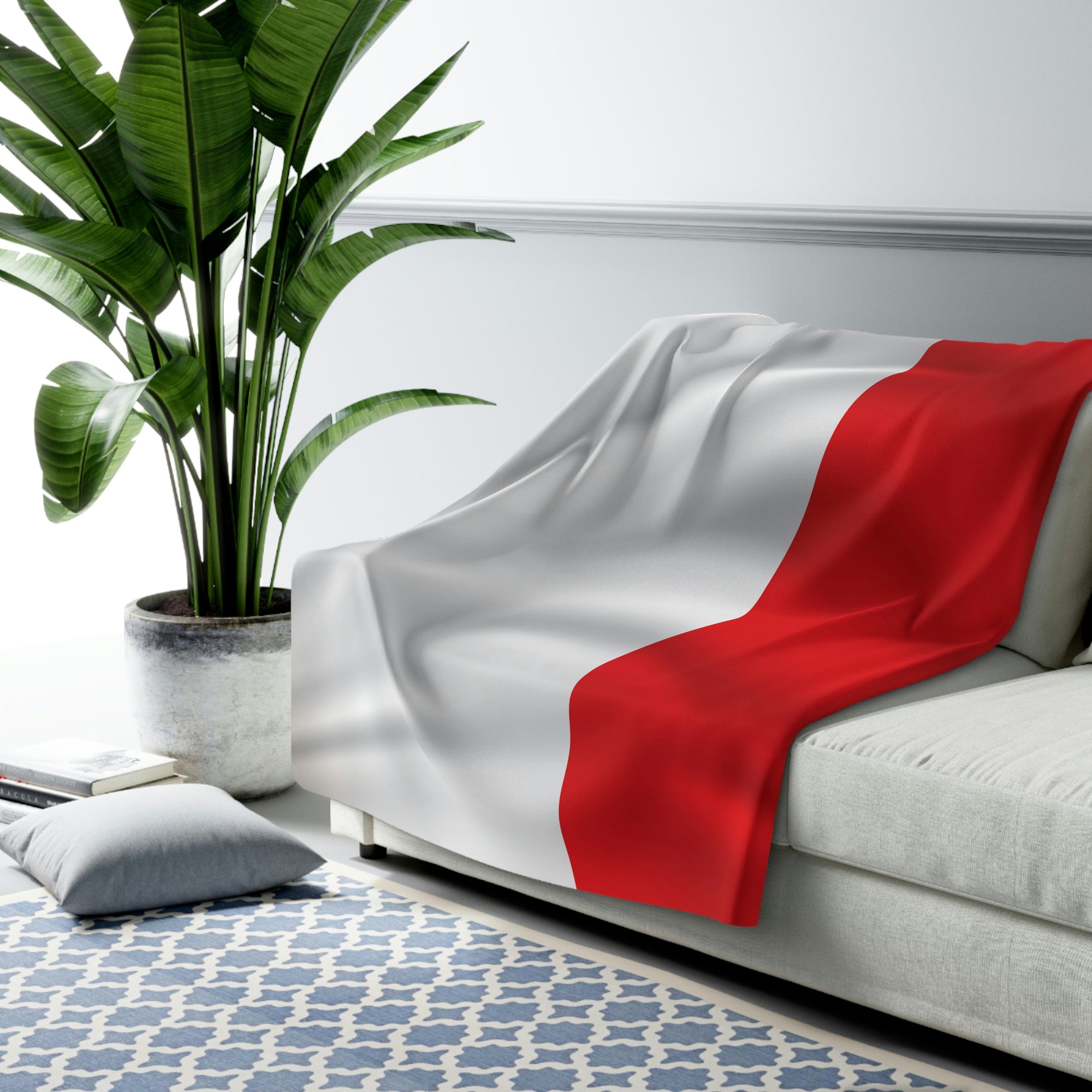 Polish Flag Colors Sherpa Fleece Blanket Home Decor Printify   