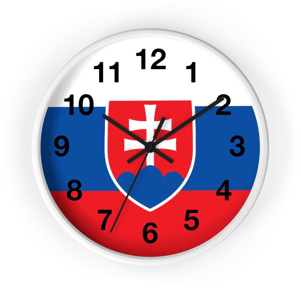 Slovakia Coat Of Arms Wall Clock Home Decor Printify 10 in White Black