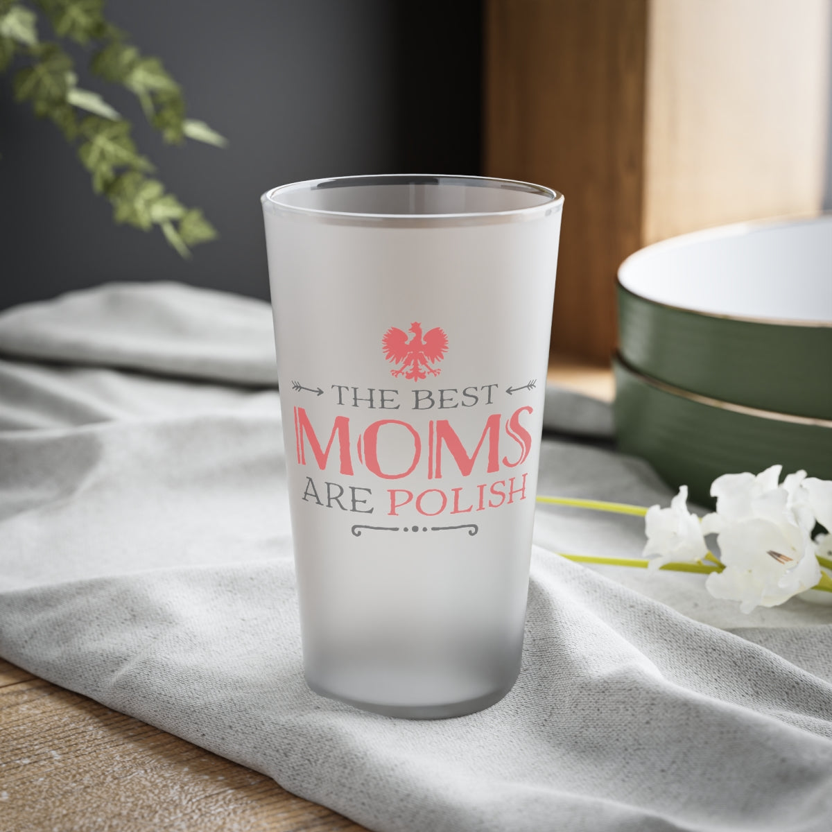 Best Moms Are Polish Frosted Pint Glass, 16oz Mug Printify 16oz Frosted 