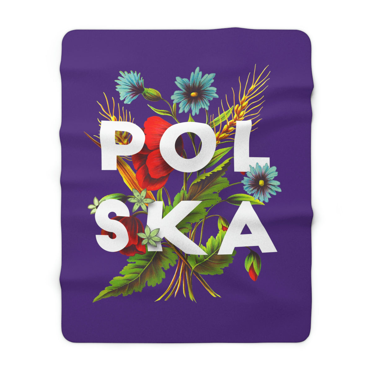 Polska Polish Floral Sherpa Fleece Blanket Home Decor Printify 60&quot; × 80&quot;  