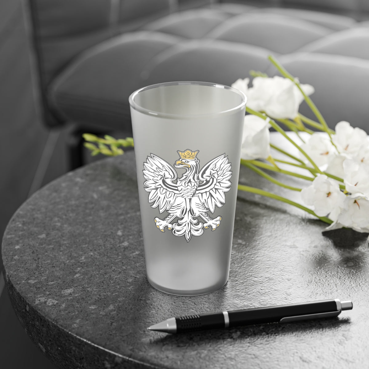 Polish Eagle Frosted Pint Glass, 16oz Mug Printify   