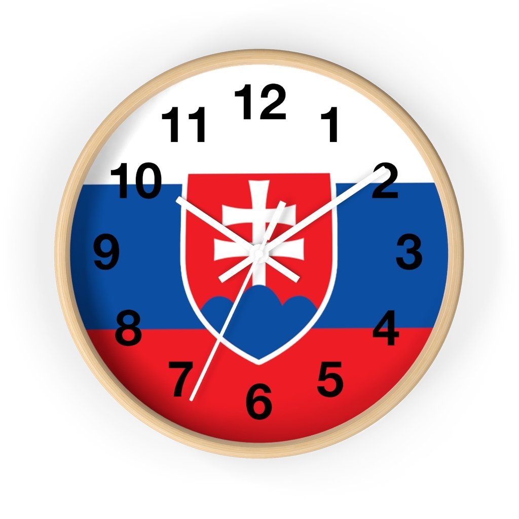 Slovakia Coat Of Arms Wall Clock Home Decor Printify 10 in Wooden White