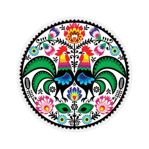 Polish Folk Art Circle Sticker - 6x6" / Transparent - Polish Shirt Store
