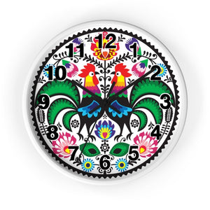 Wycinanki Wall Clock - 10 in / White / Black - Polish Shirt Store