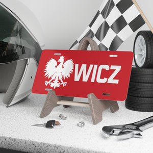 WICZ Surname Ending Vanity Plate -  - Polish Shirt Store