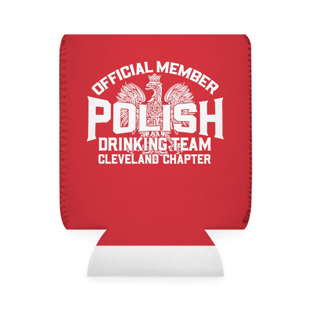 Polish Drinking Team Cleveland Chapter Can Cooler Sleeve Accessories Printify White One size 