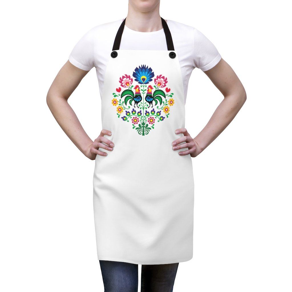 Polish Wycinanki Poly Twill Apron Accessories Printify   
