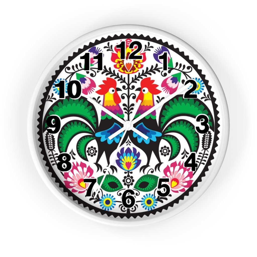 Wycinanki Wall Clock Home Decor Printify 10 in White White
