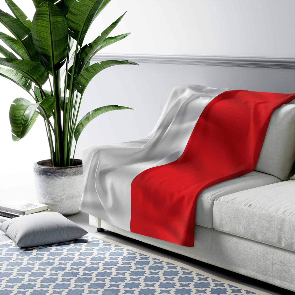 Polish Flag Colors Sherpa Fleece Blanket Home Decor Printify 50&quot; × 60&quot;  