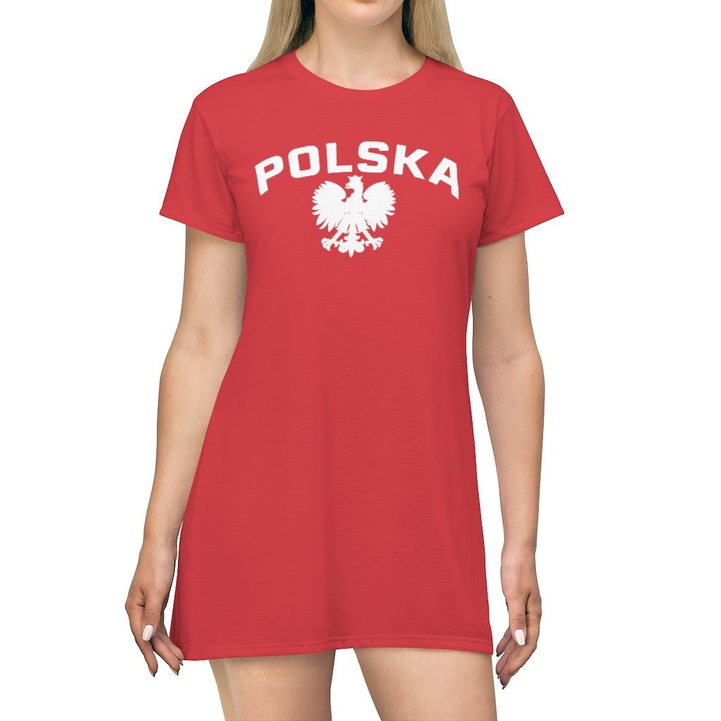 Polska Polish Eagle All Over Print T-Shirt Dress All Over Prints Printify 2XL  