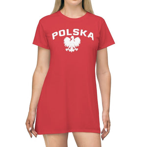Polska Polish Eagle All Over Print T-Shirt Dress - 2XL - Polish Shirt Store