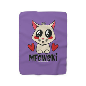 Meowski Cat Lover Sherpa Fleece Blanket - 50" × 60" - Polish Shirt Store