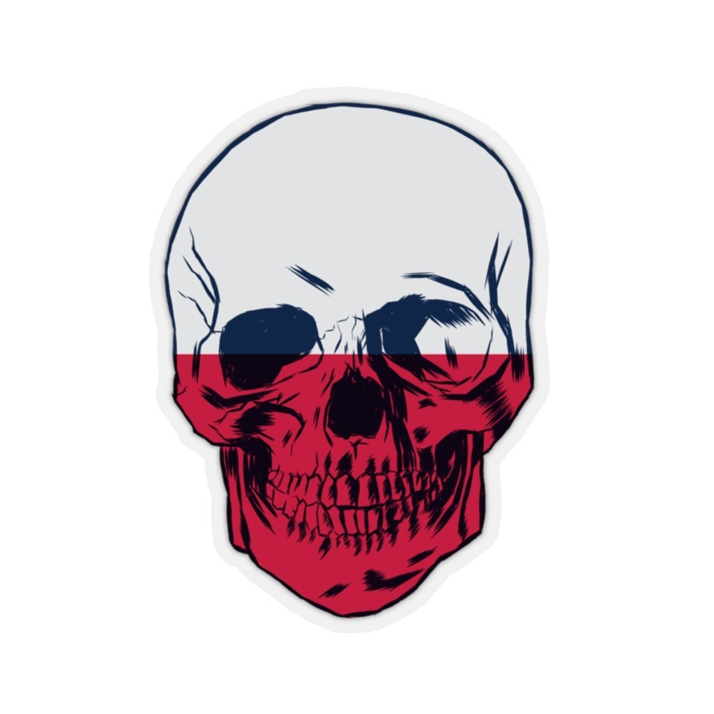 Polish Flag Skull Sticker Paper products Printify 2x2&quot; Transparent 