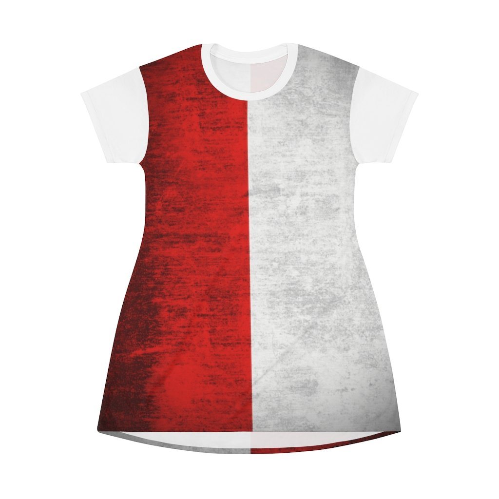 Red & White All Over Print T-Shirt Dress All Over Prints Printify   