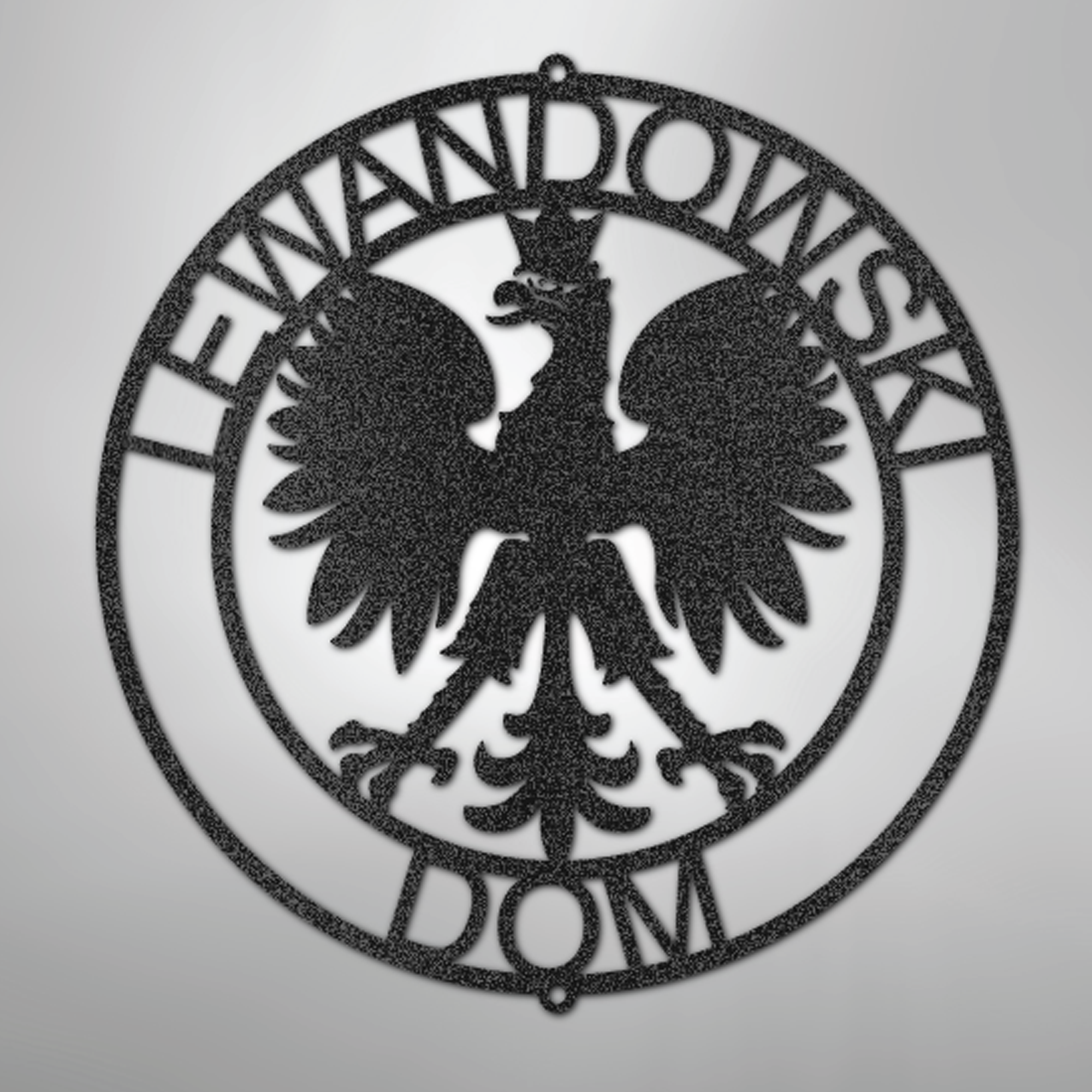Polish Eagle Ring Monogram Steel Sign Custom My Easy Monogram Black 12" 
