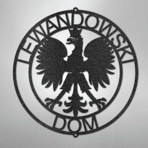 Polish Eagle Ring Monogram Steel Sign - Black / 12" - Polish Shirt Store
