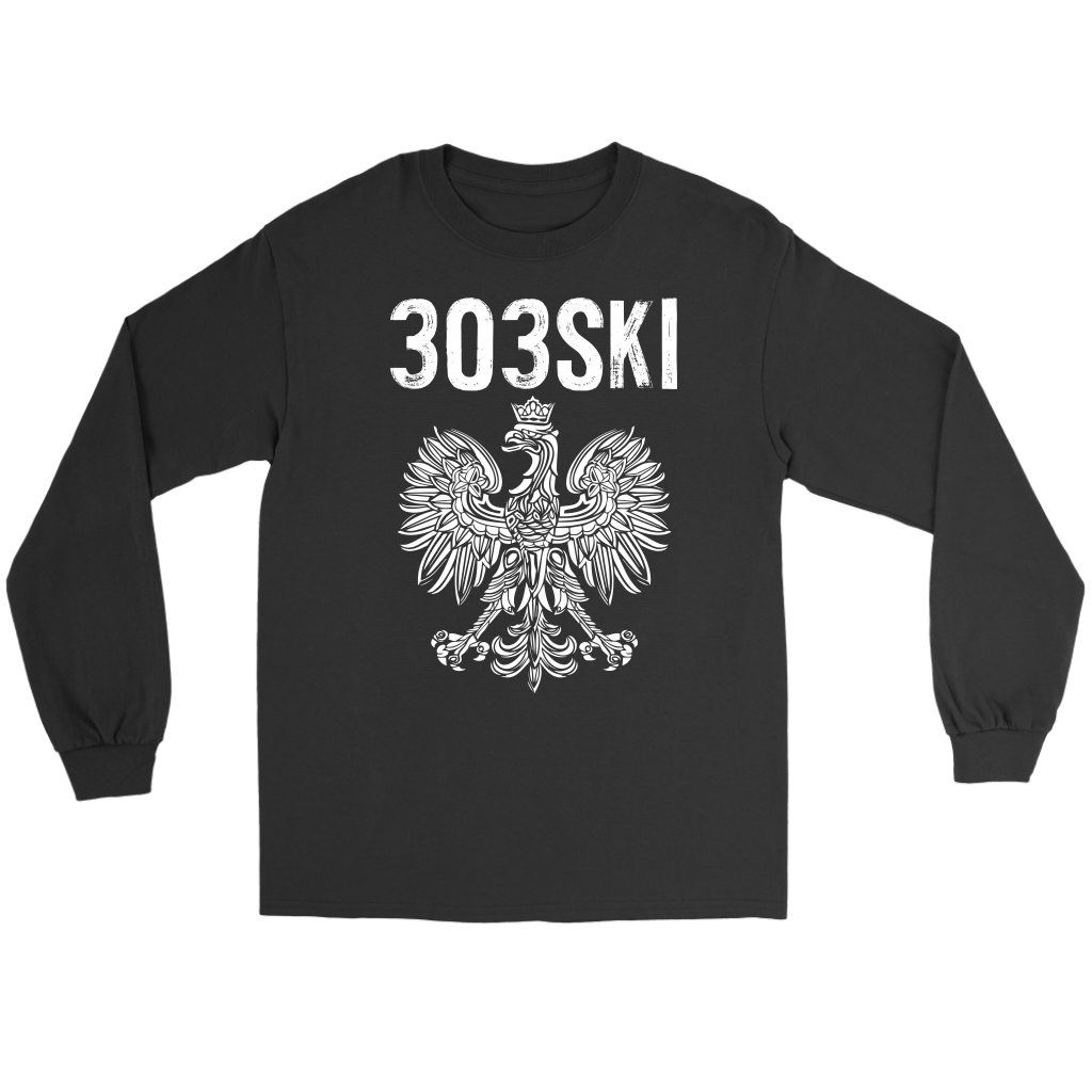 303SKI Denver Colorado Polish Pride T-shirt teelaunch Gildan Long Sleeve Tee Black S