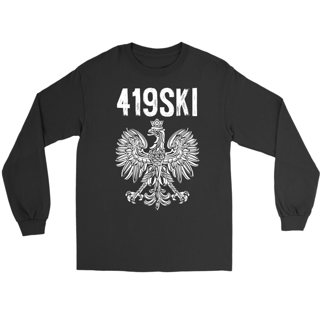Toledo Ohio - 419 Area Code - Polish Pride T-shirt teelaunch Gildan Long Sleeve Tee Black S