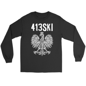 Springfield Massachusetts Area Code 413 - Gildan Long Sleeve Tee / Black / S - Polish Shirt Store