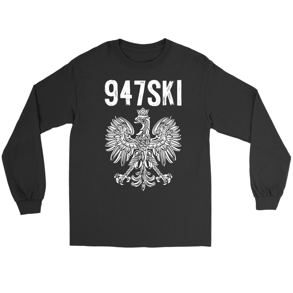 947SKI Michigan Polish Pride T-shirt teelaunch Gildan Long Sleeve Tee Black S