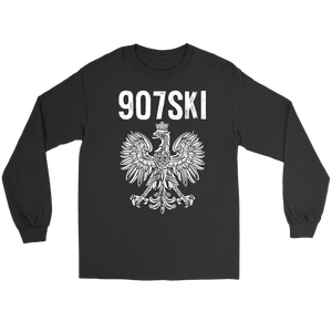 Alaska - 907 Area Code - Polish Pride - Gildan Long Sleeve Tee / Black / S - Polish Shirt Store