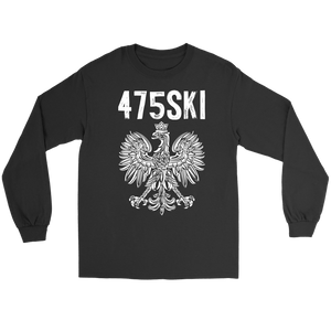 Bridgeport Connecticut - 475 Area Code - Polish Pride - Gildan Long Sleeve Tee / Black / S - Polish Shirt Store