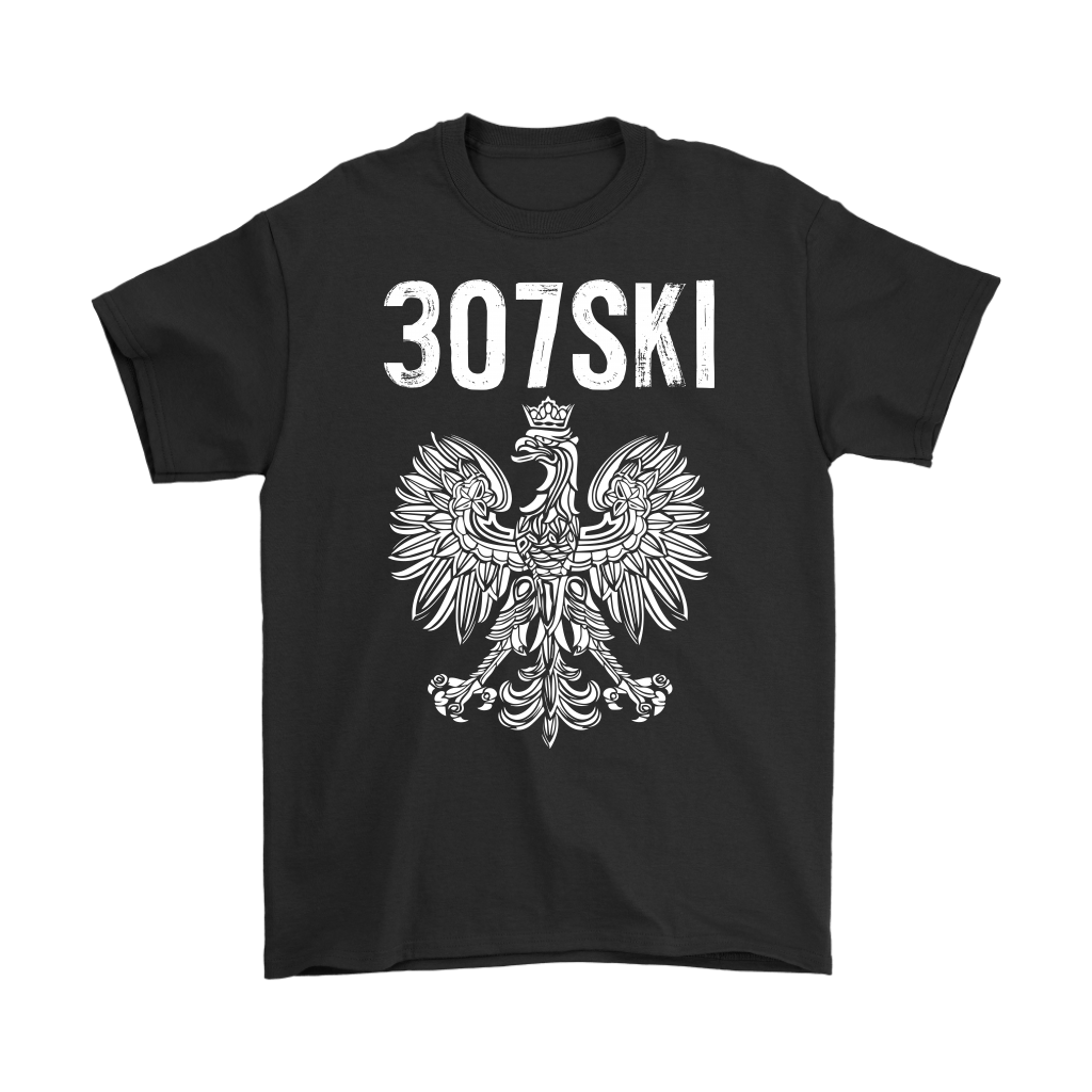 Wyoming - 307 Area Code - Polish Pride T-shirt teelaunch Gildan Mens T-Shirt Black S