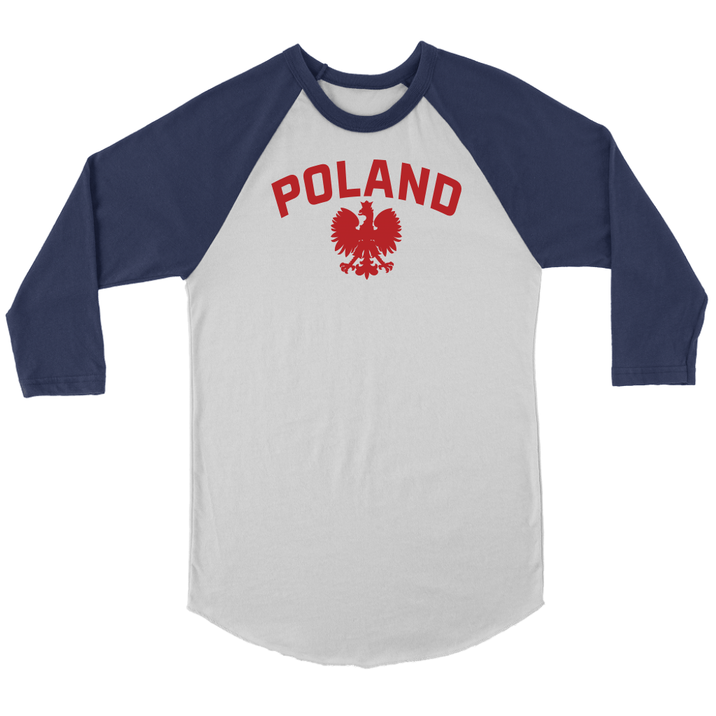 Poland Raglan Baseball Shirt T-shirt teelaunch Canvas Unisex 3/4 Raglan White/Navy S