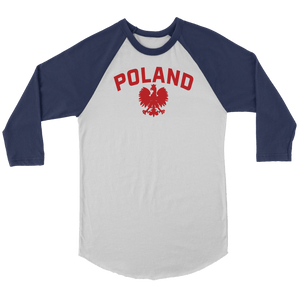 Poland Raglan Baseball Shirt - Canvas Unisex 3/4 Raglan / White/Navy / S - Polish Shirt Store